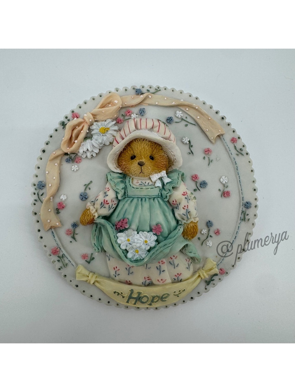 Cherished Teddies Vintage 1994 Hope Collectible 90s Figurine Wall Plaque